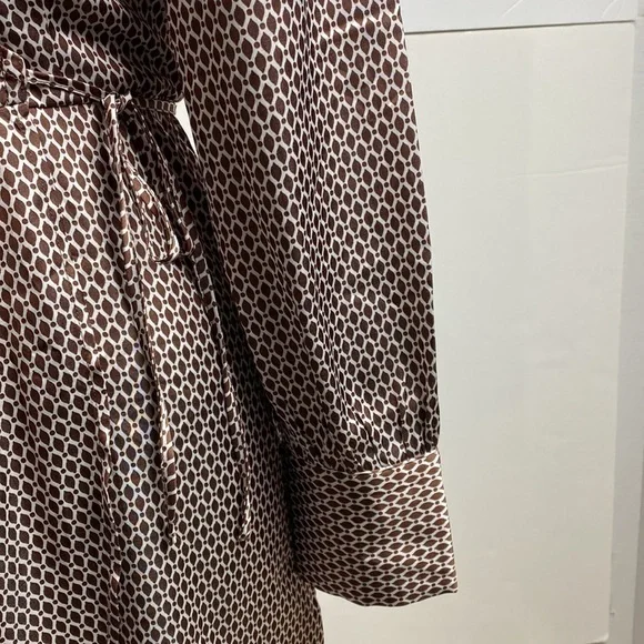 Abercrombie & Fitch Pleated Front Wrap Curve Front Long Sleeve Dress Sz Large P - Picture 8 of 17